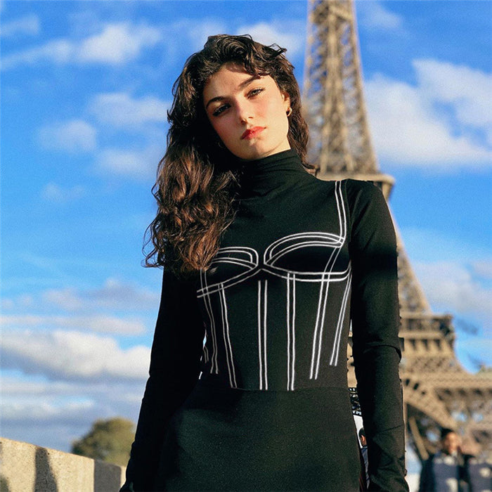 Ladies Striped Bodysuit - Long Sleeve