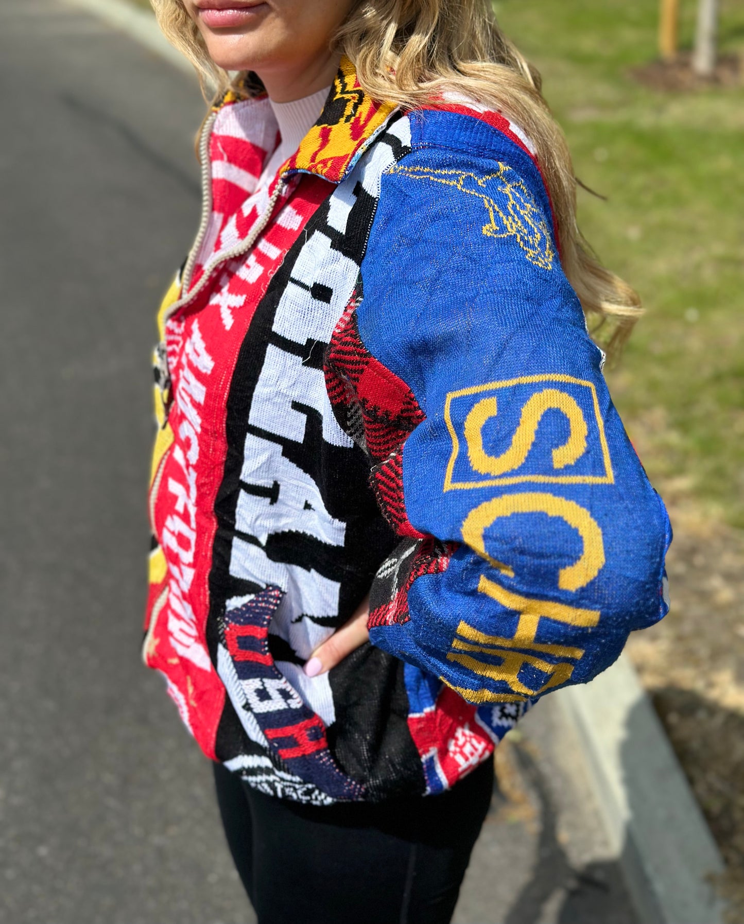 Reworked Football Scarf Jacket