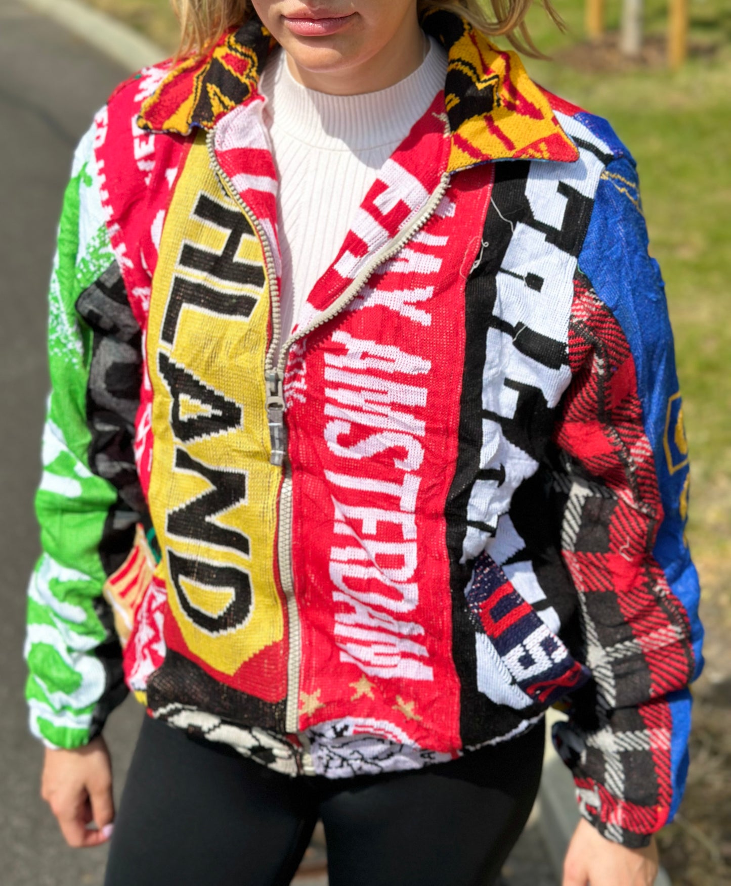 Reworked Football Scarf Jacket
