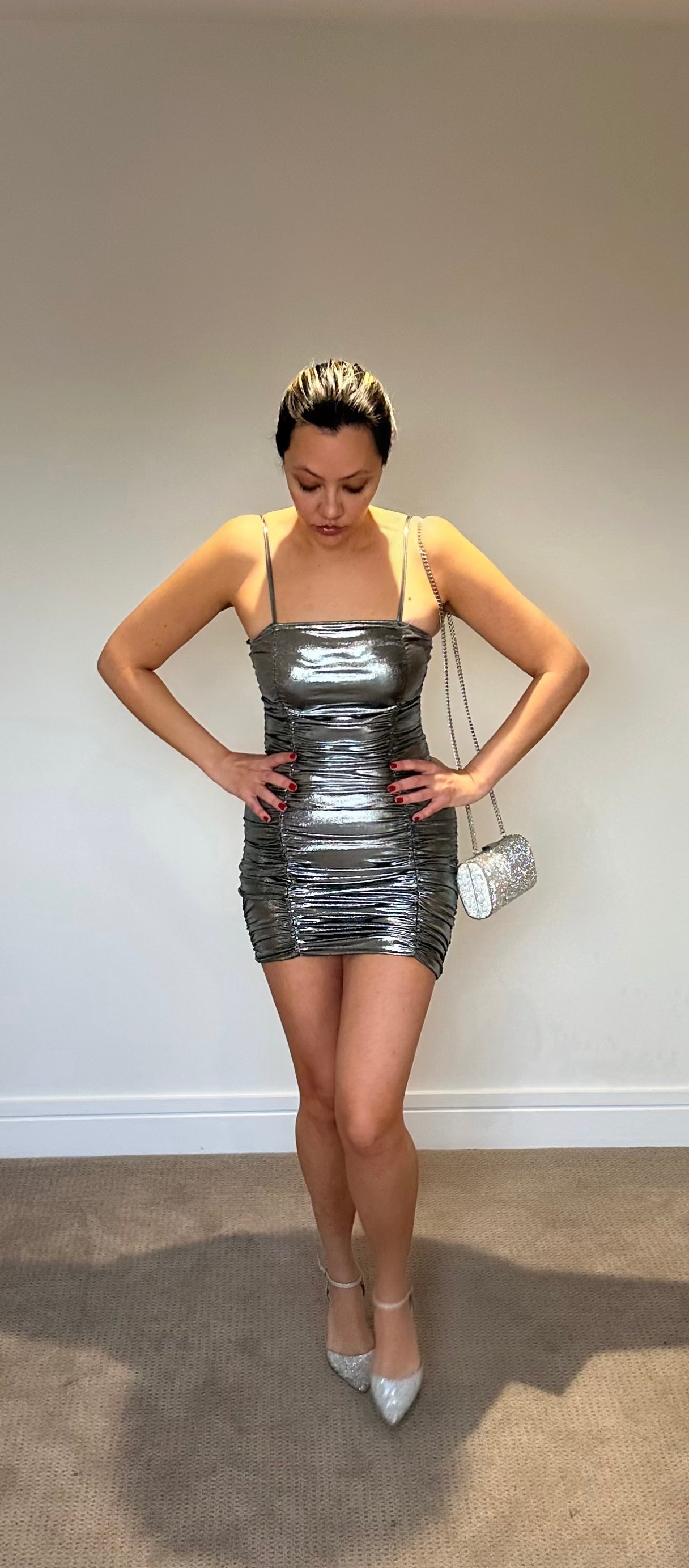 Yaszie Ruched Metallic Cami Dress
