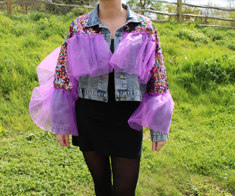 Festival Denim Jacket With Sequins
