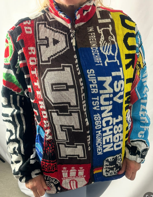 Reworked Football Scarf Jacket