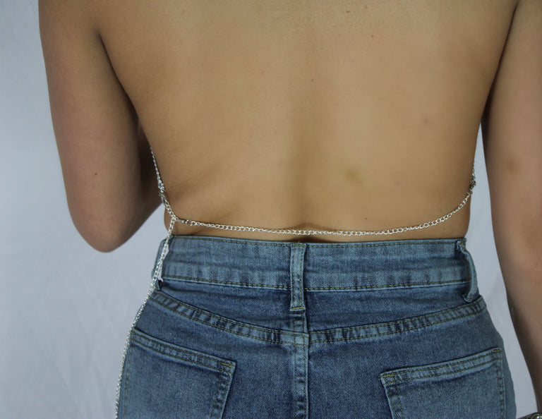 Diamante Crop Top - SIlver