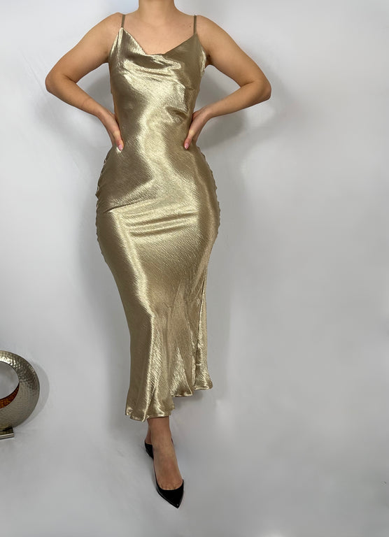 Backless Cocktail Dress - Gold