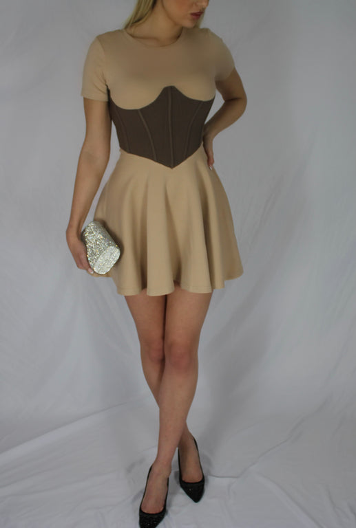 Mini Corset Dress - Brown