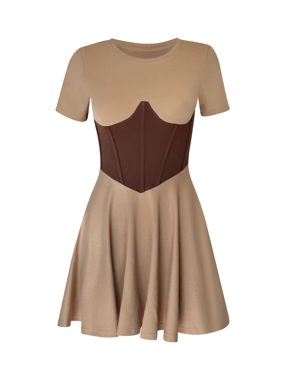 Mini Corset Dress - Brown