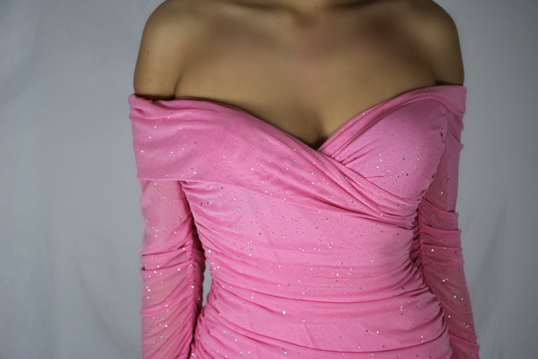 Pink Bardot Mini Dress
