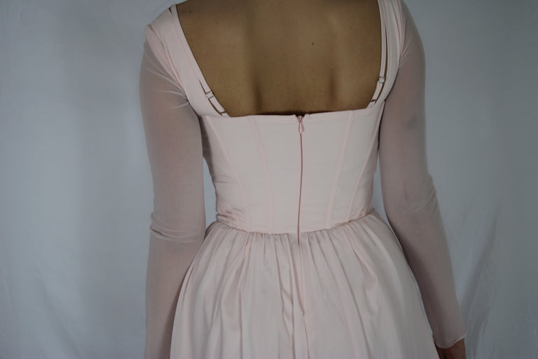 Long Sleeve Corset Mini Dress - Pink