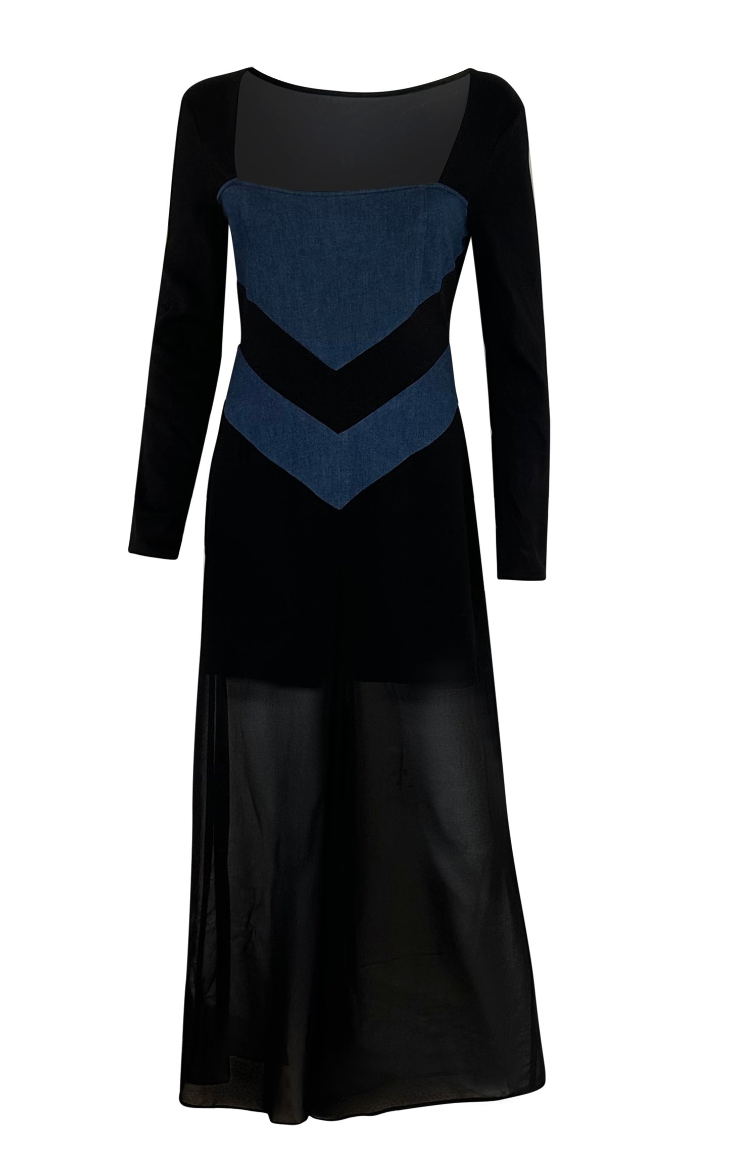 Long Sleeve Jumpsuit - Black and Blue