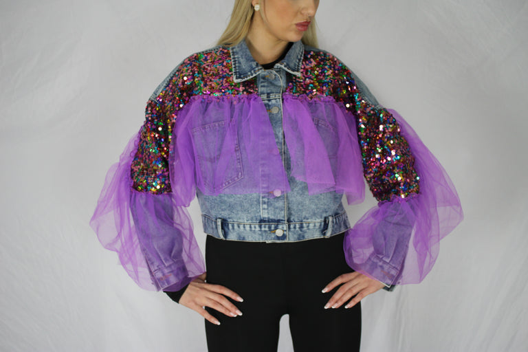 Festival Denim Jacket With Sequins