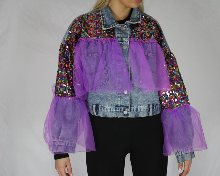 Festival Denim Jacket With Sequins