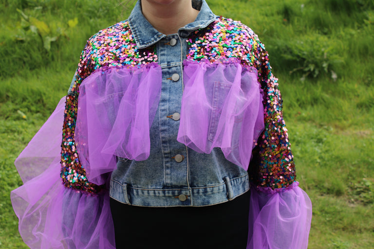 Festival Denim Jacket With Sequins