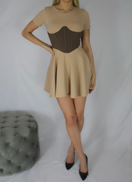 Mini Corset Dress - Brown