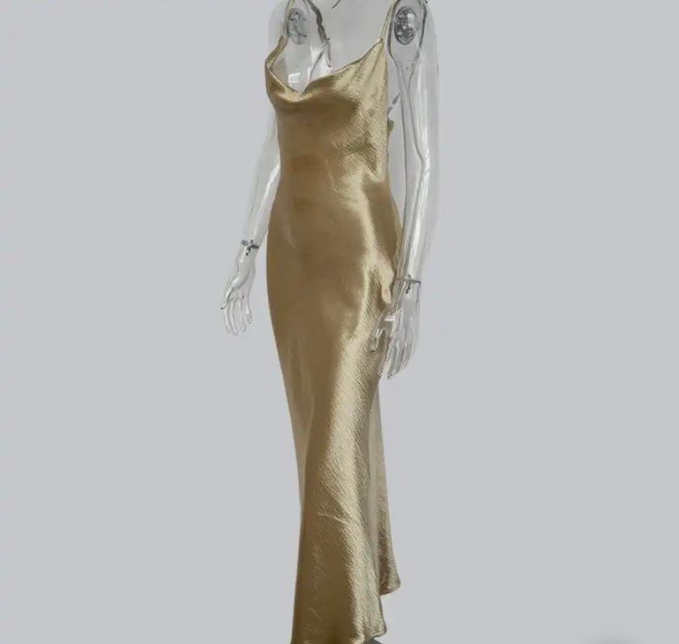 Backless Cocktail Dress - Gold