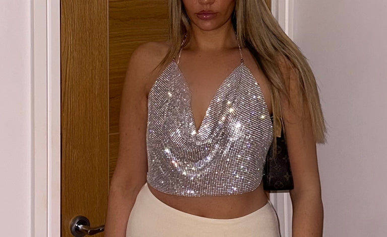 Diamante Crop Top - SIlver