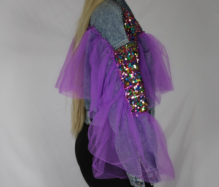 Festival Denim Jacket With Sequins