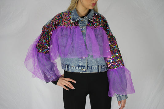 Festival Denim Jacket With Sequins