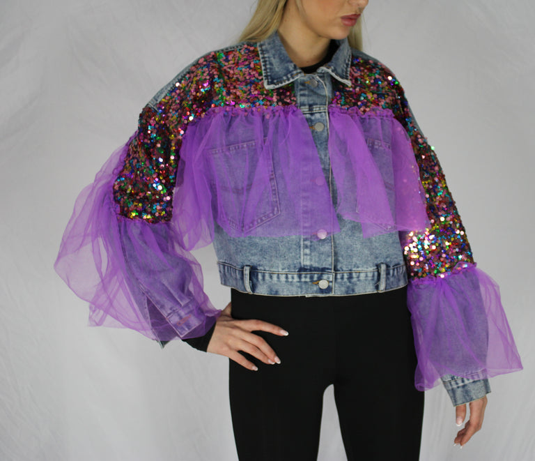Festival Denim Jacket With Sequins