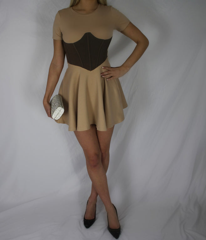 Mini Corset Dress - Brown