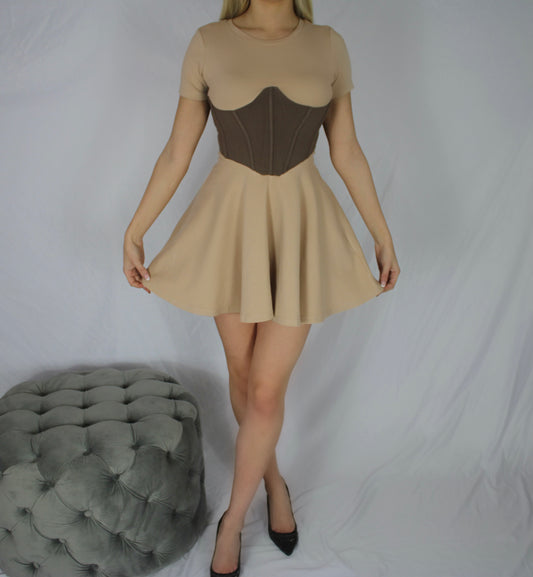 Mini Corset Dress - Brown