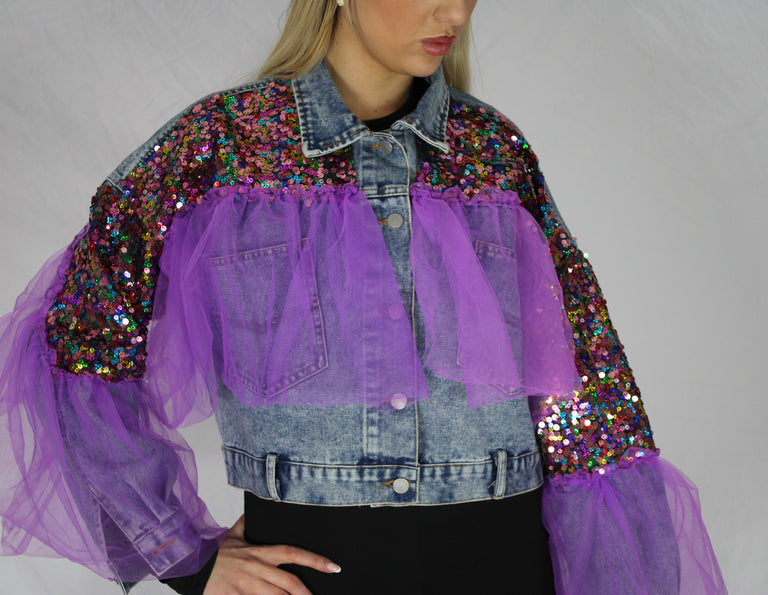Festival Denim Jacket With Sequins