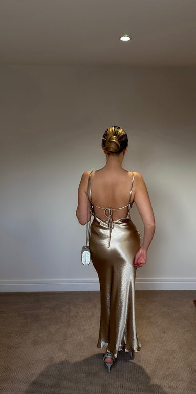 Backless Cocktail Dress - Gold