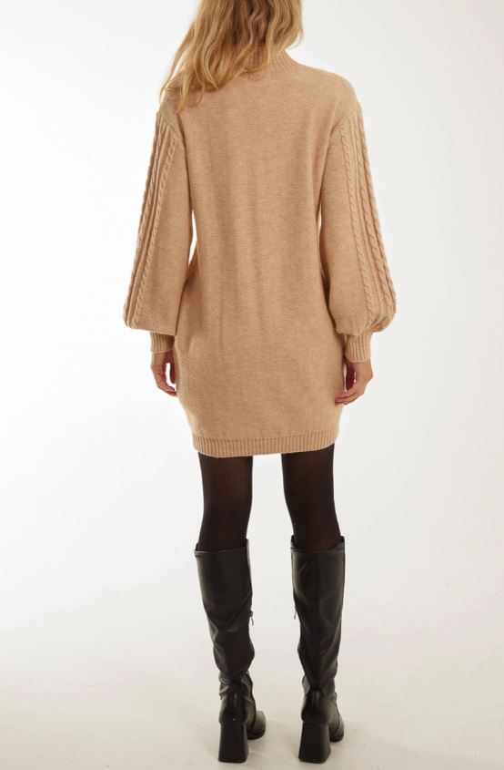 Cable Knit Long Sleeve Jumper Dress