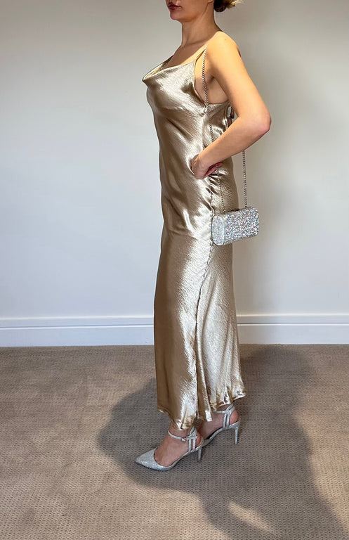 Backless Cocktail Dress - Gold