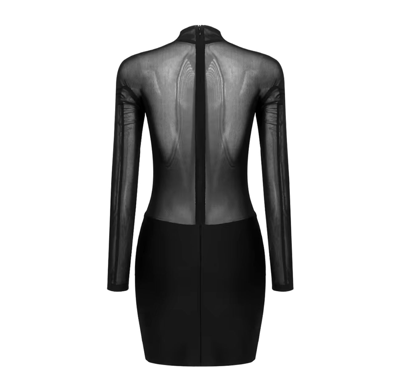 Premium long sleeve mini dress - black