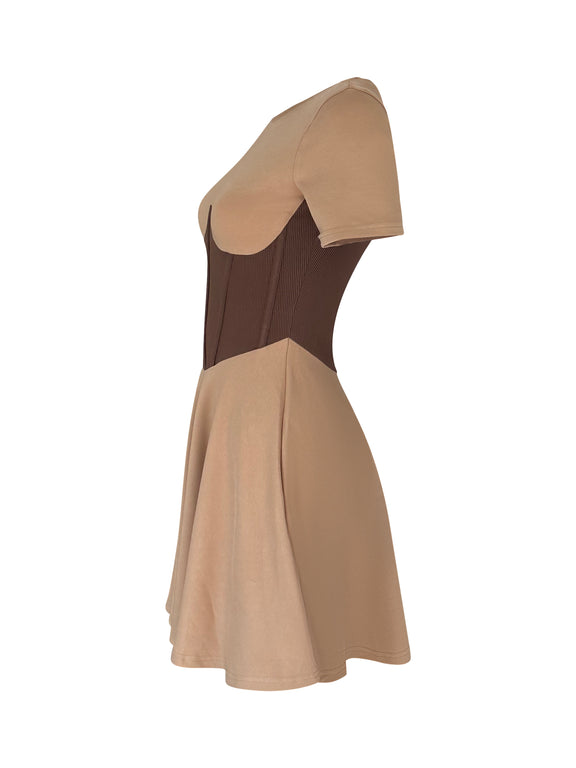Mini Corset Dress - Brown