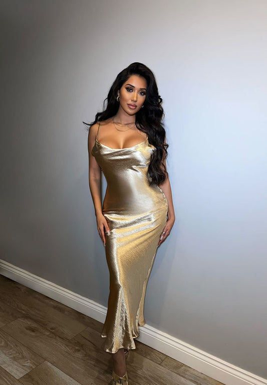 Backless Cocktail Dress - Gold