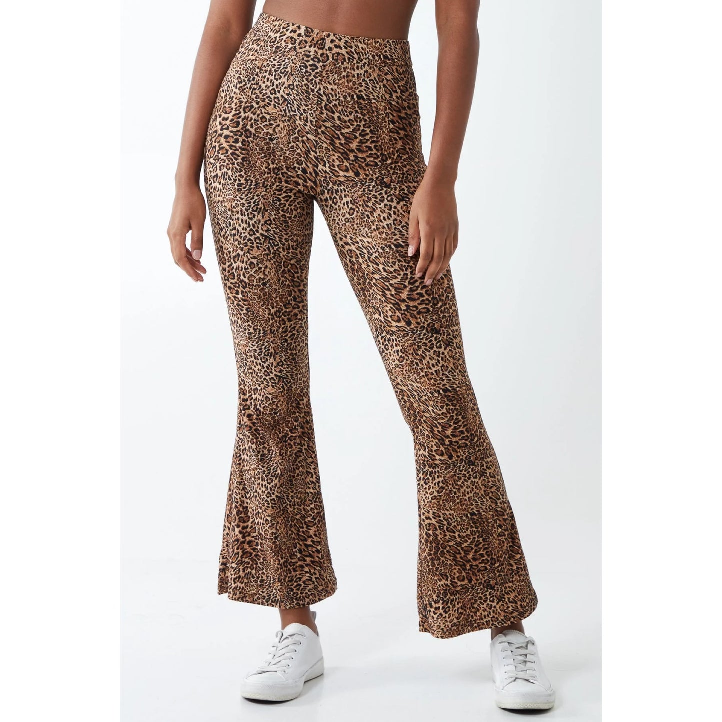 Leopard Print Soft Touch Flared Trousers