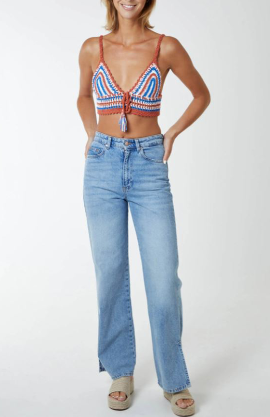 Beach Vibes Crochet Tie Neck Bralet