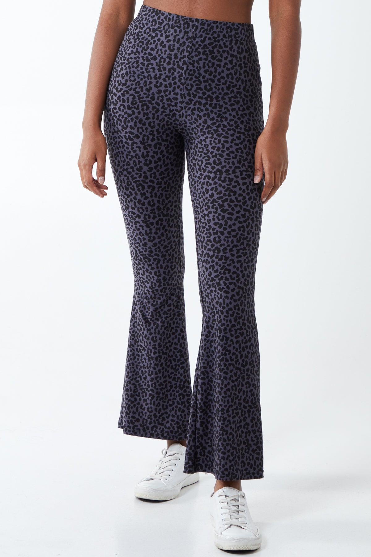 Leopard Print Soft Touch Flared Trousers