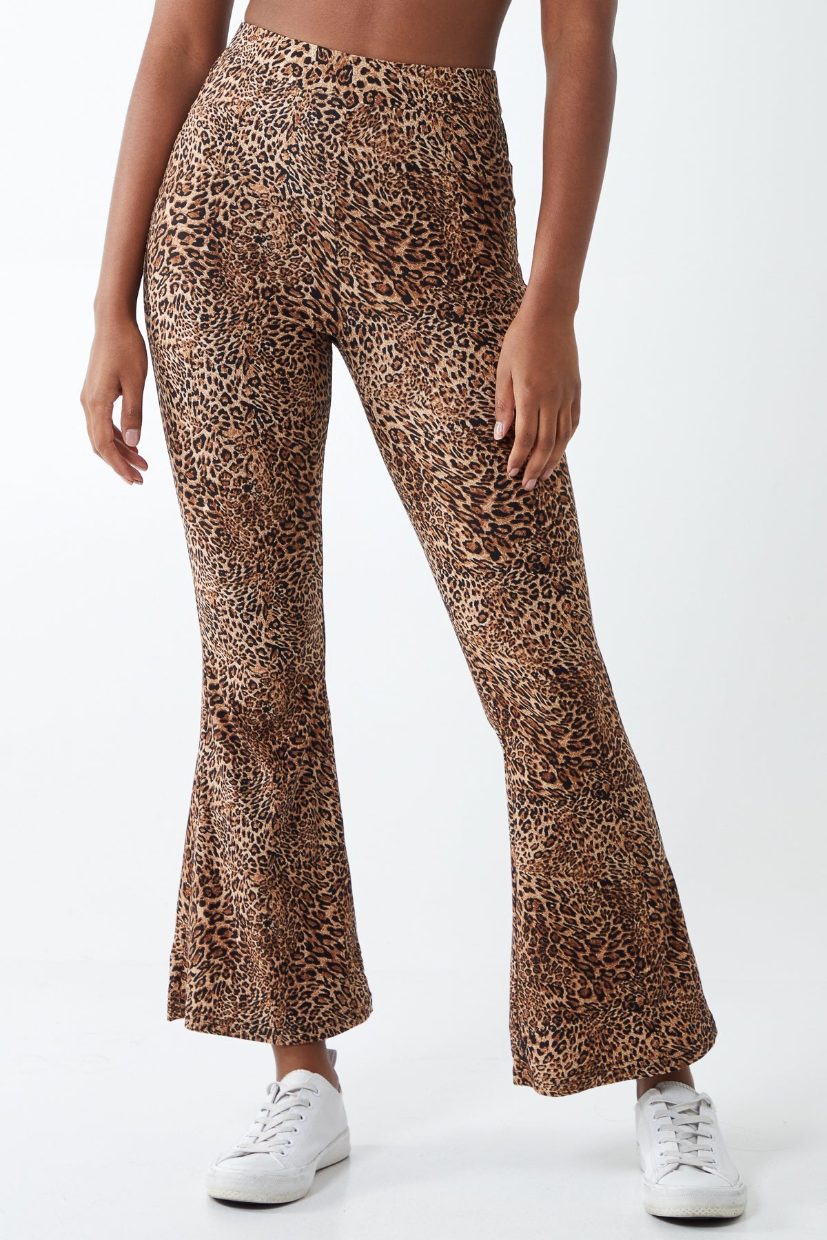 Leopard Print Soft Touch Flared Trousers