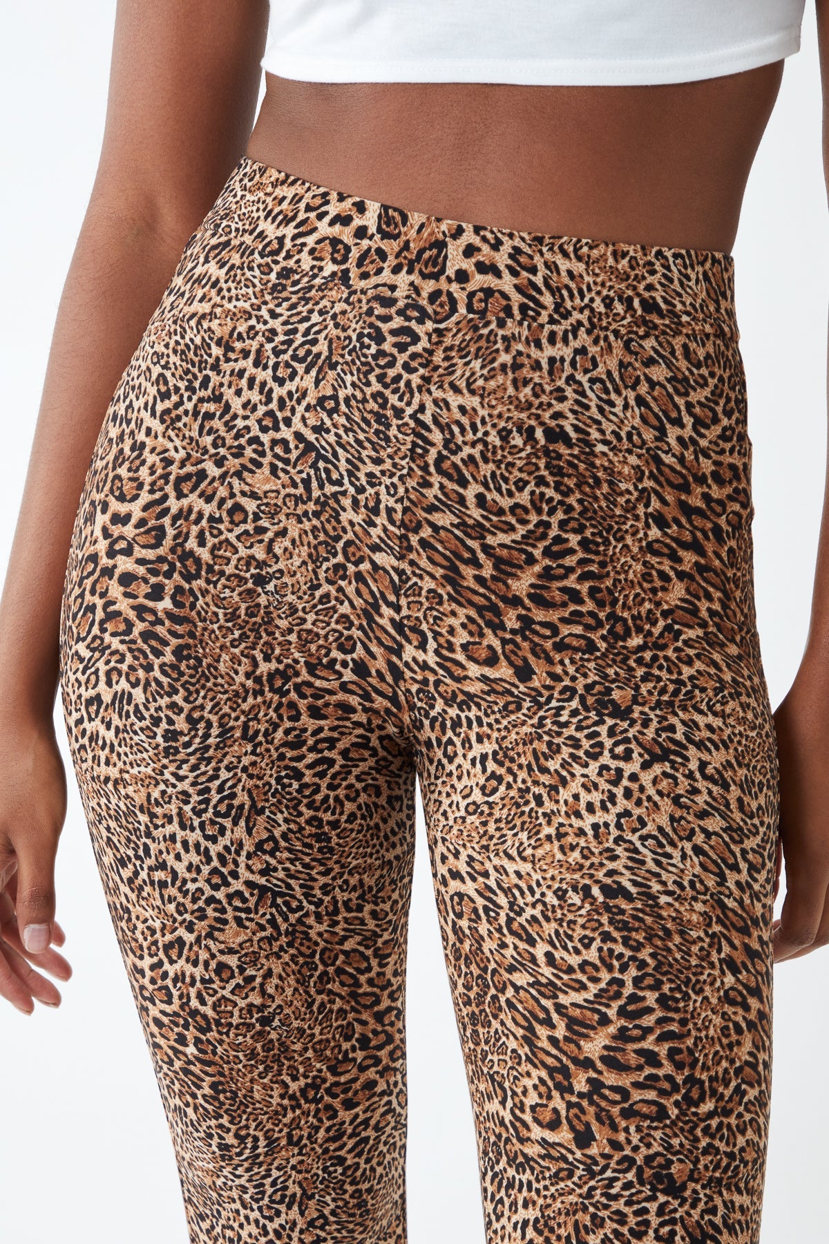 Leopard Print Soft Touch Flared Trousers