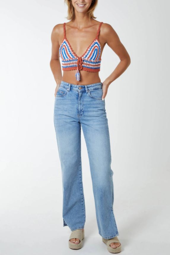 Beach Vibes Crochet Tie Neck Bralet