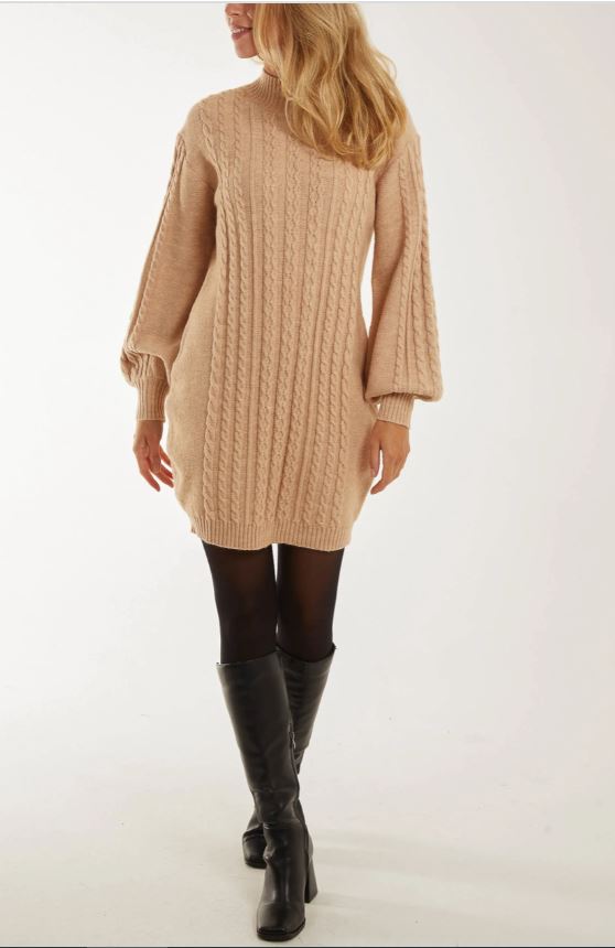 Cable Knit Long Sleeve Jumper Dress