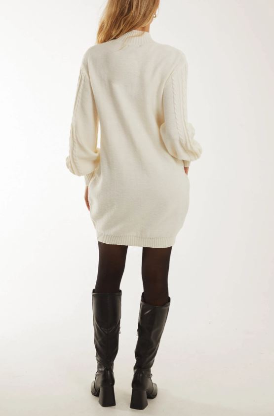 Cable Knit Long Sleeve Jumper Dress