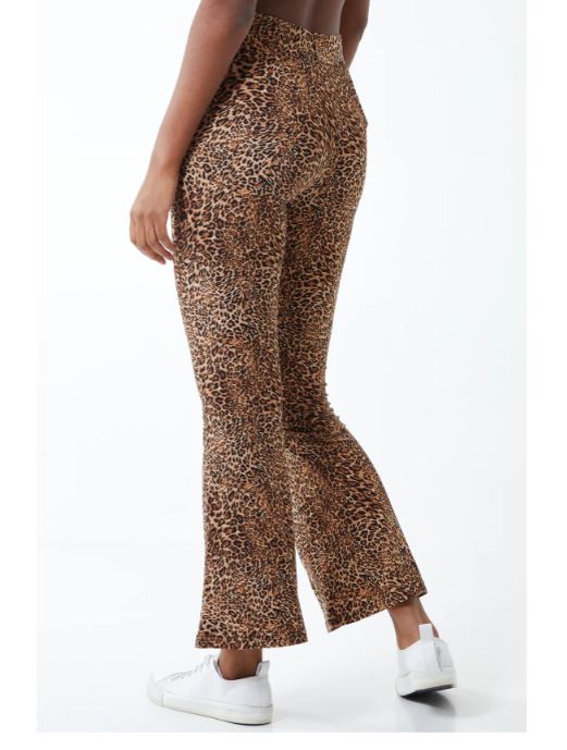 Leopard Print Soft Touch Flared Trousers